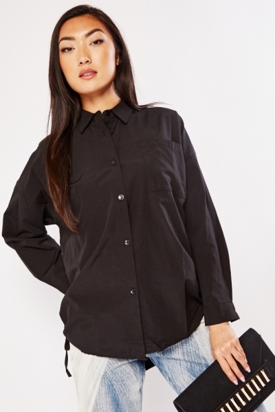 Single Front Pocket Black Shirt