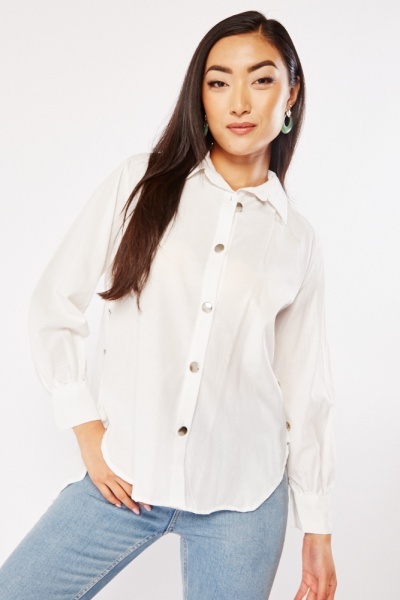 Image of Button Up Dip Hem Shirt