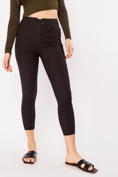 Image of High Waist Slim Fit Cropped Trousers