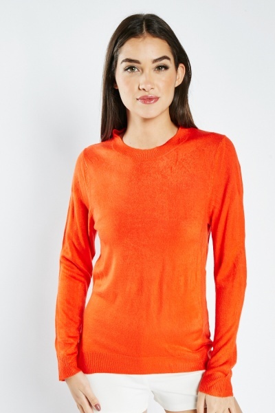 Image of Round Neck Fine Knit Sweater
