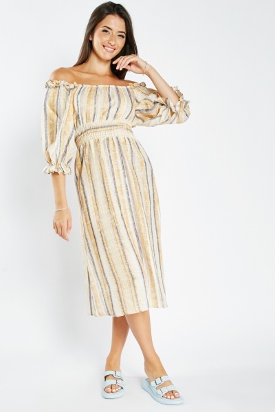 Vertical Striped Midi Dress