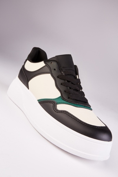 Image of Lace Up Contrasted Platform Sneakers