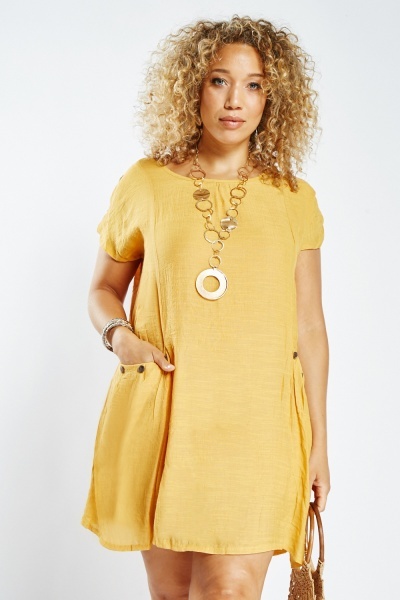 Slouchy Open Pocket Front Tunic Dress
