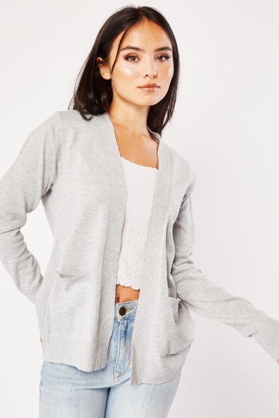 Image of Ribbed Panel Open Cardigan