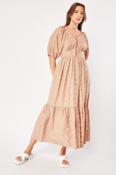 Embroidered Short Raglan Sleeve Prairie Dress