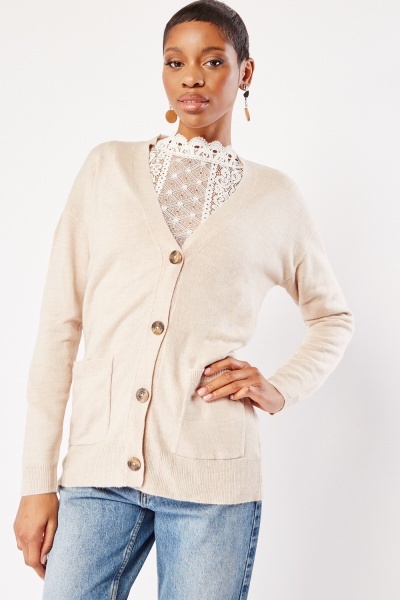 Pocket Front Buttoned Cardigan
