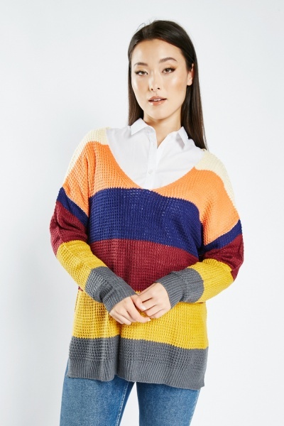 Image of Loose Knit Colour Block Jumper