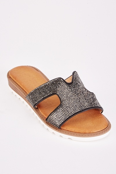 Cut Out Encrusted Sandals