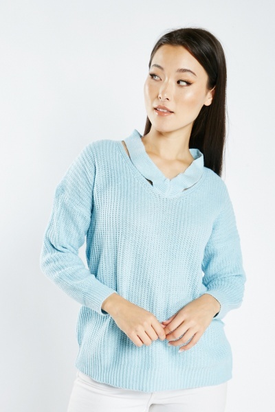 Image of Cut Out Neck Knit Jumper