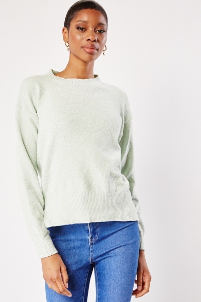 Image of Round Neck Chenille Knit Jumper