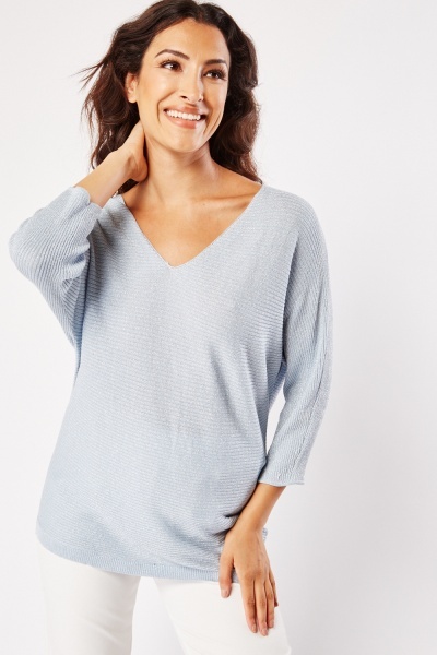 Image of Batwing Sleeve Lurex Knit Top