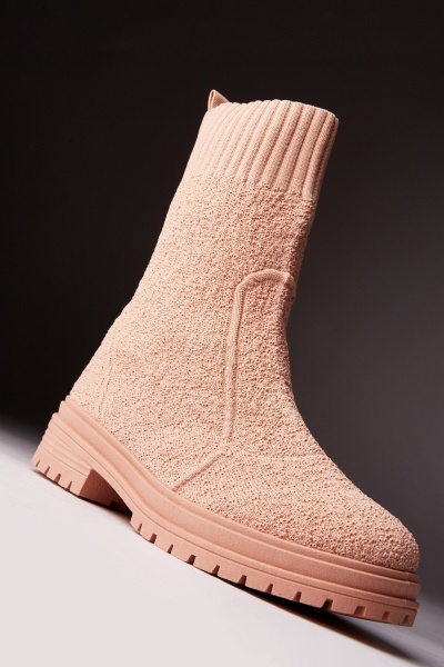 Image of Textured Ribbed Trim Sock Boots