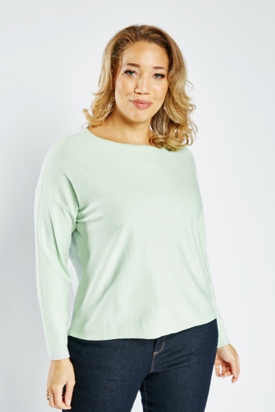 Thin Knit Two Tone Top