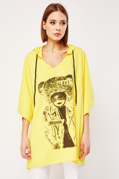 Printed Front Oversized Hoodie