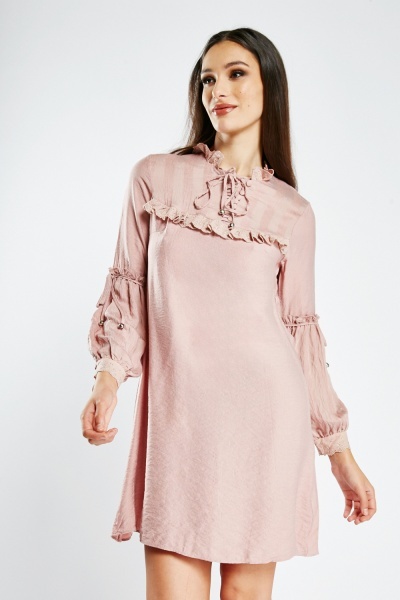 Image of Broderie Collared Tunic Dress
