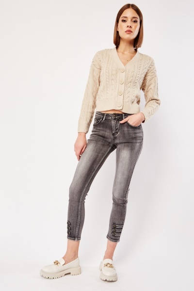 Image of Skinny Fit Cropped Mid Rise Jeans