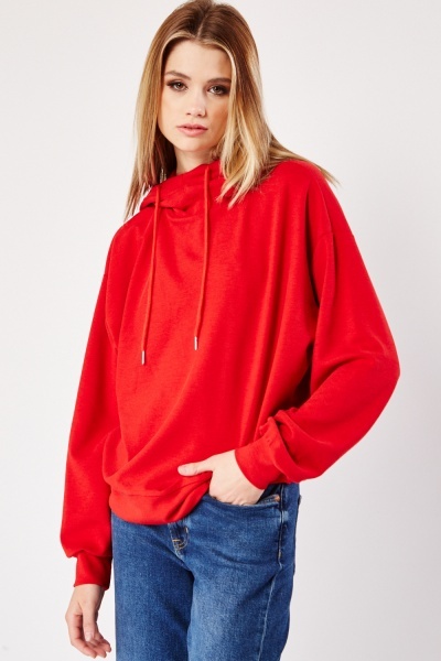 Image of Ribbed Jersey Plain Hoodie