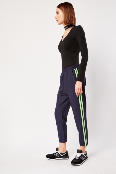 Striped Side Cropped Trousers