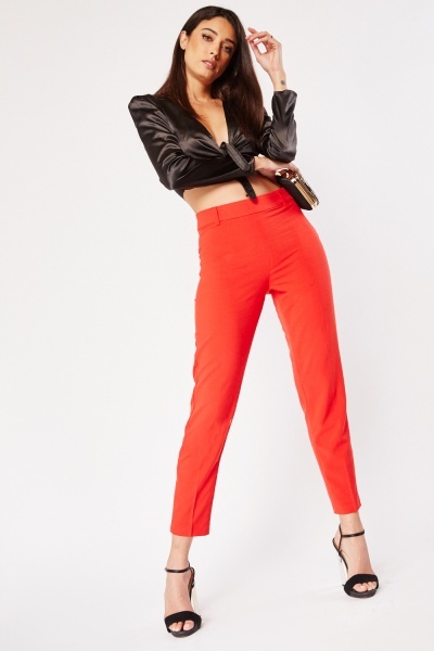 Tapered High Waist Slim Fit Trousers