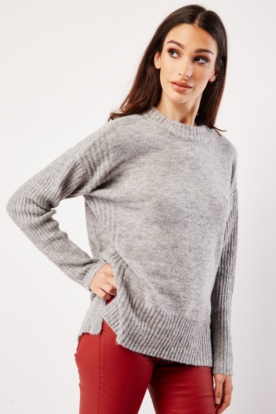 Image of Ribbed Contrast Knit Jumper