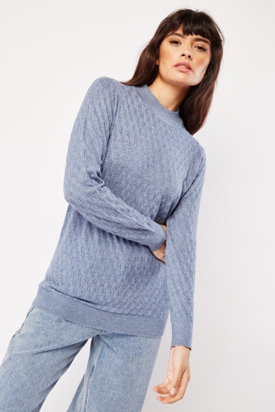 Image of Knitted Pattern High Neck Top