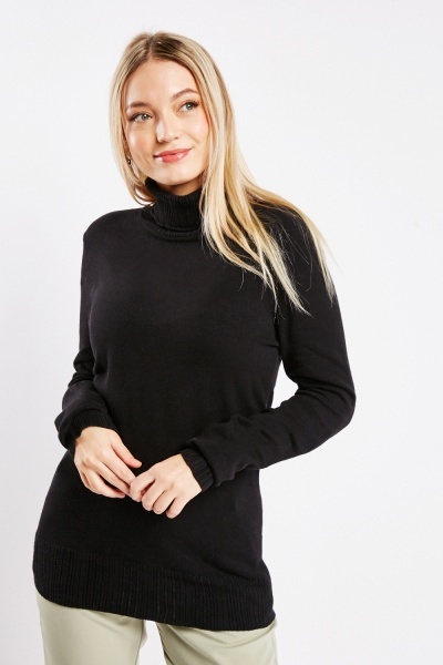 Image of Ribbed Roll Neck Jumper