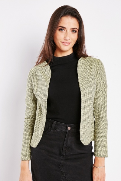 Image of Textured Open Front Thin Blazer