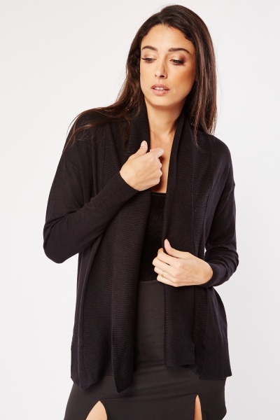 Image of Ribbed Panel Thin Knitted Cardigan
