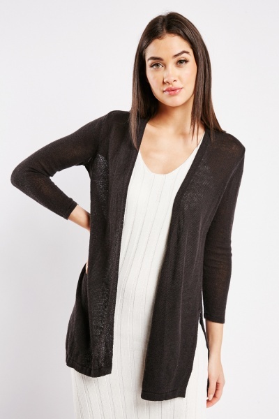 Open Front Sheer Knit Cardigan