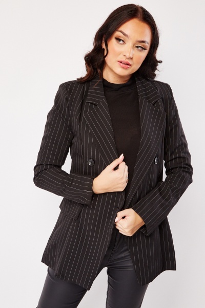double breasted pinstriped blazer
