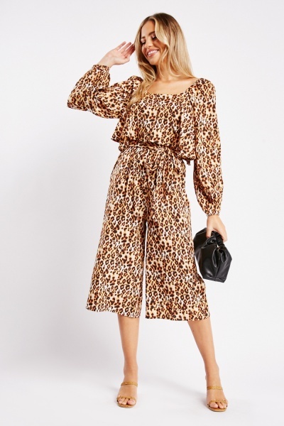 Cheetah Print Crop Jumpsuit
