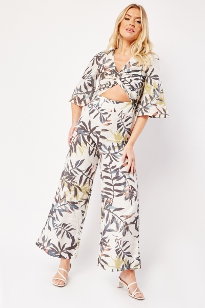 Cut Out Front Printed Jumpsuit