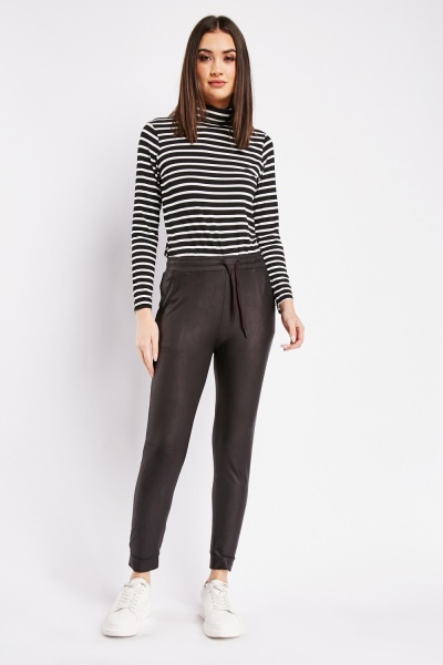 Image of Faux Leather Effect Trousers