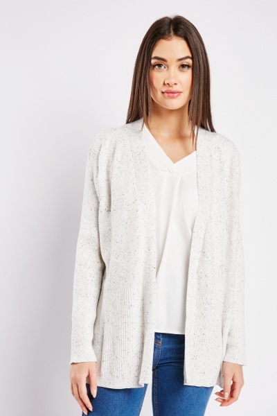 Image of Open Front Speckled Knit Cardigan