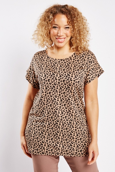 Leopard Print Short Sleeve Casual Top