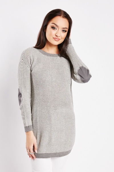 Image of Patch Elbow Applique Knitted Jumper