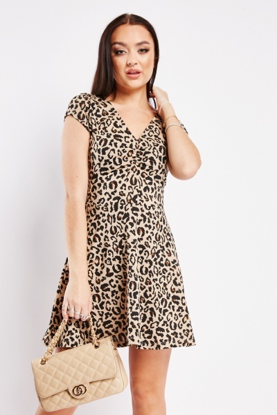 Leopard Print Swing Mini Dress