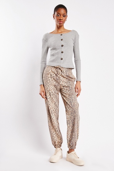 Printed Elasticated Ankle Cuff Trousers