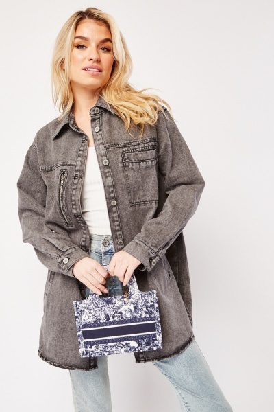 Image of Washed Denim Longline Jacket