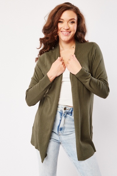Image of Open Front Thin Knitted Cardigan
