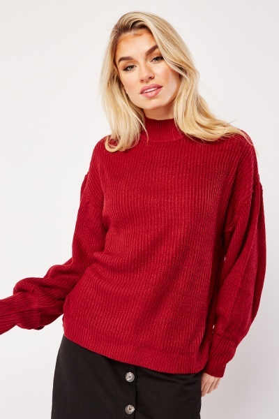 Image of Balloon Sleeve Knitted Jumper
