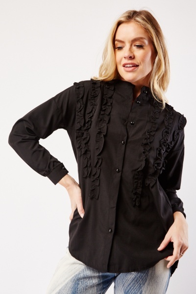 Frill Trim Button Up Shirt