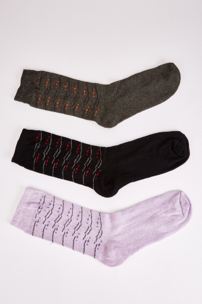 Pack Of 12 Womens Patterned Socks