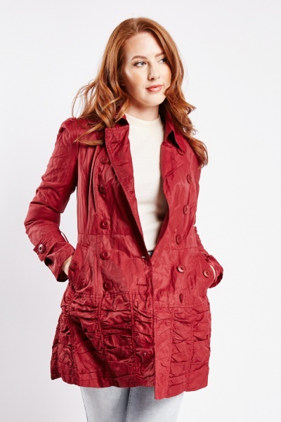 Image of Lapel Front Double Breasted Trench Coat