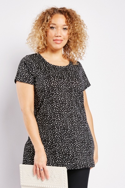 Speckled Short Sleeve Tunic Top