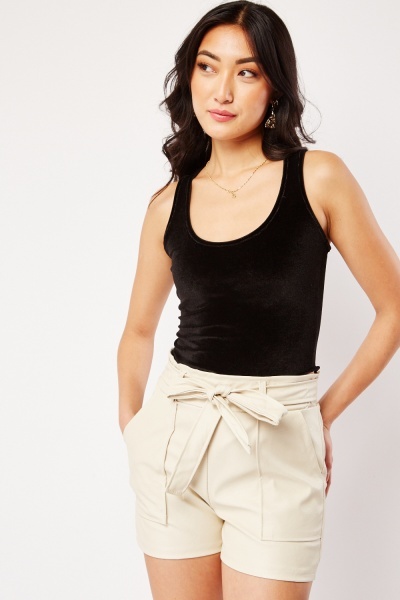 Image of Faux Leather Paperbag Shorts