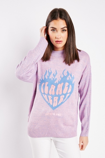 Flamed Heart Knitted Cotton Jumper