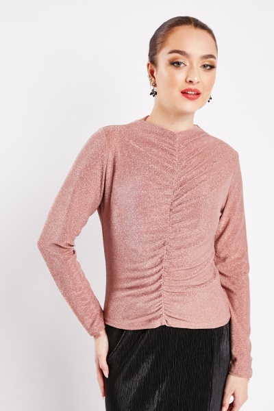 Image of Gathered Front Lurex Blouse