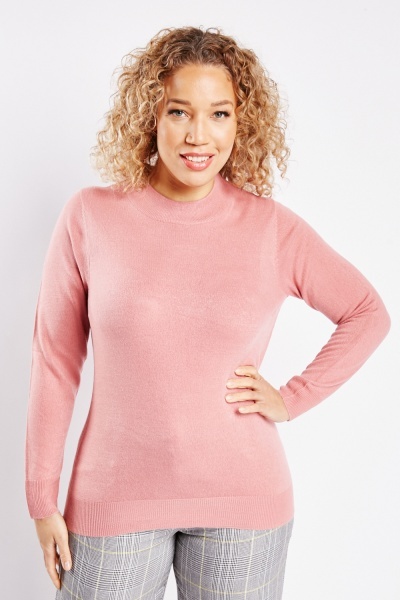 Image of Ribbed Trim High Neck Top