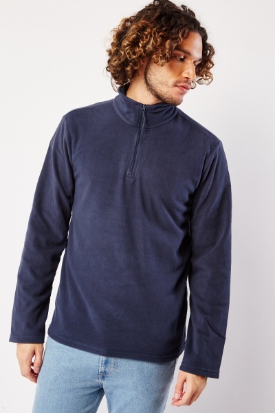 Image of Half Zipped Fleece Mens Sweater